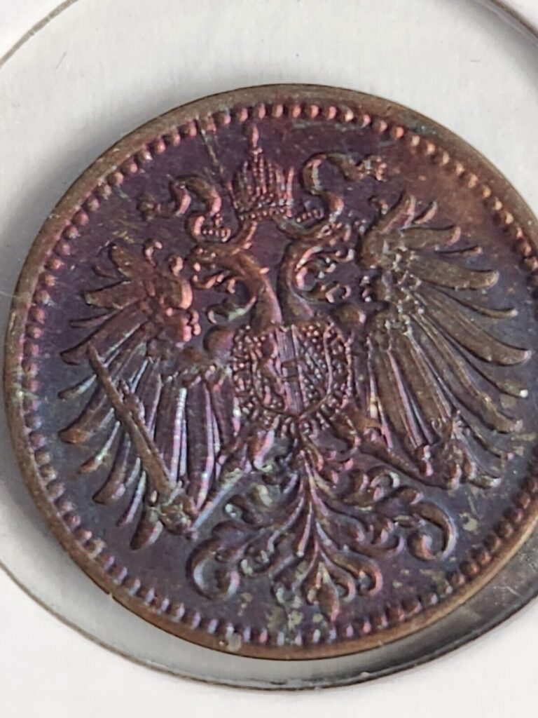 Read more about the article 1915 Austria 1 Heller Coin KM# 2800 Toningg