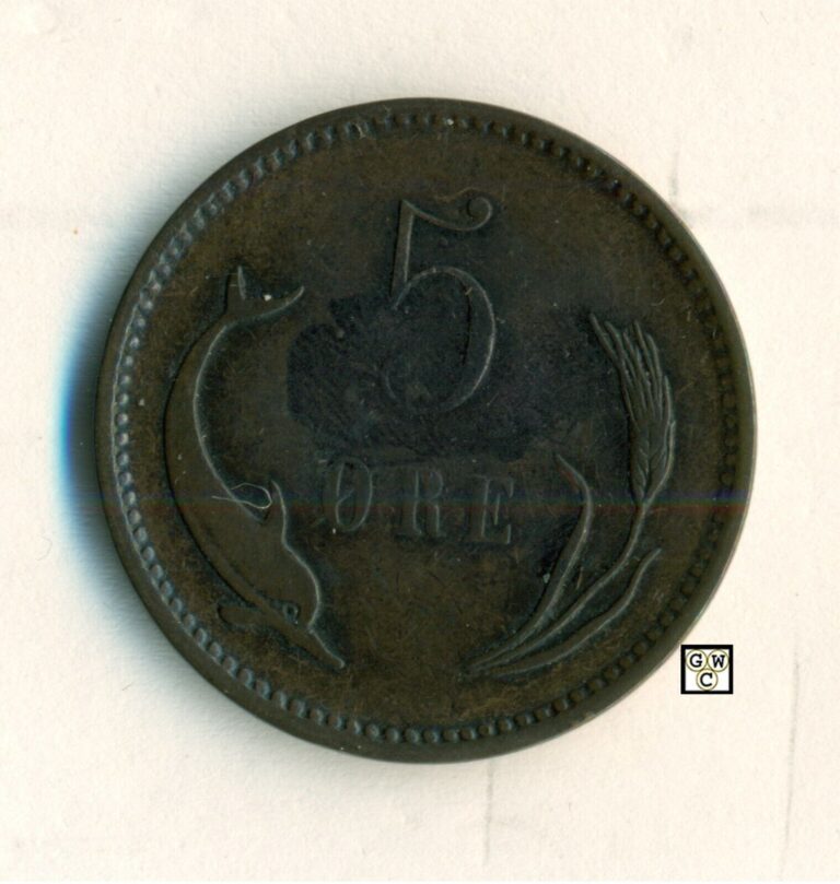 Read more about the article 1890 Denmark 5 Ore Coin Keydate VF