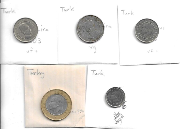 Read more about the article TURKEY COINS – LOT OF 5 DIFFERENT COINS. (CNS 4140)