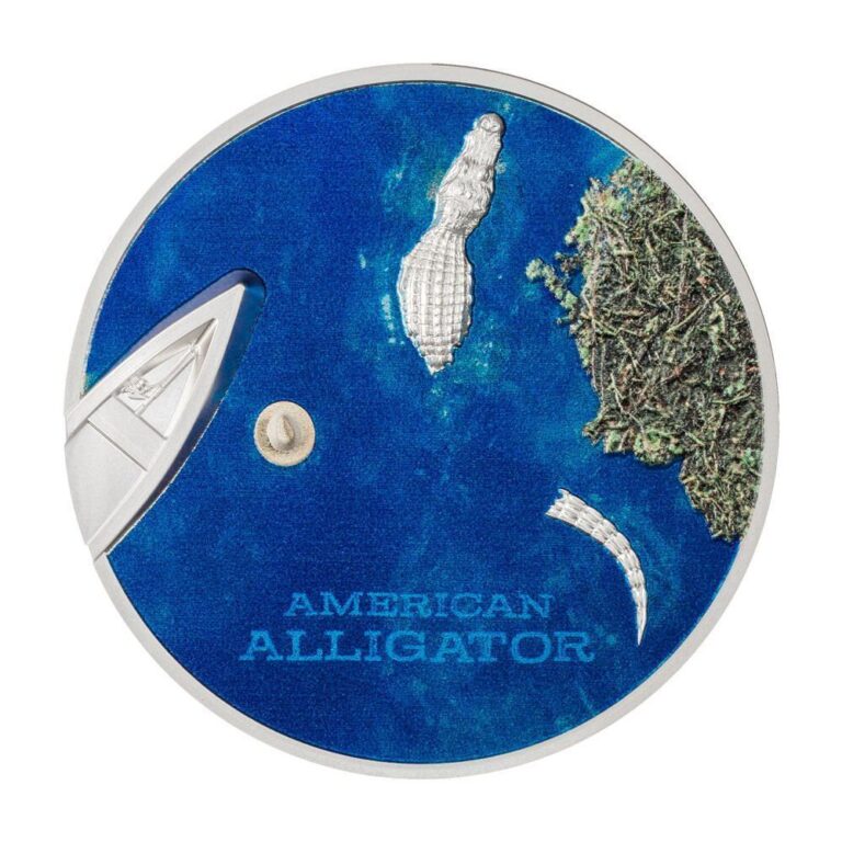 Read more about the article 2022 Palau American Alligator Ultra High Relief 1 oz Silver Colorized Proof $…
