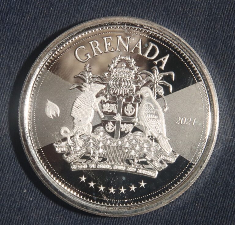 Read more about the article 2021 GRENADA 1 OZ SILVER 2 DOLLAR COIN .999 FINE SILVER  LOT 150930