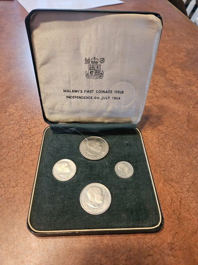 Read more about the article MALAWI FIRST COINAGE ISSUE 1964  – 4 COIN SET IN ORIGINAL BOX