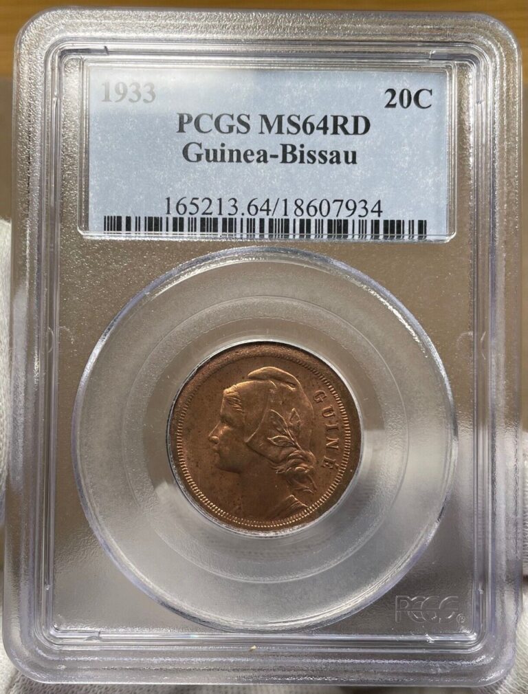 Read more about the article 🇵🇹 🇬🇼 Portuguese Guinea Bissau 20 Centavos 1933 UNC Proof-Like PCGS MS64 RD