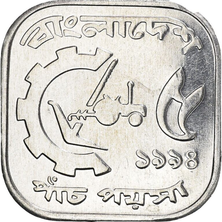 Read more about the article Bangladesh 5 Poisha Coin | FAO | Gear | Tractor | Swing Plow | 1977 – 1994