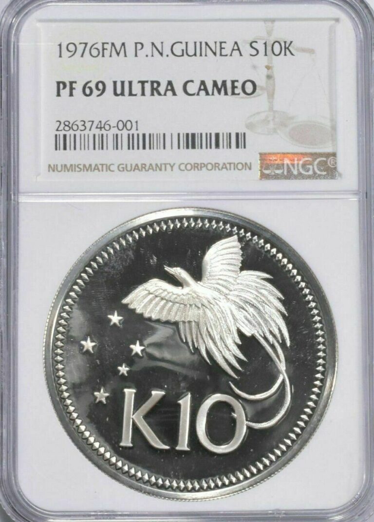 Read more about the article PF69 UCAM 1976 Papua New Guinea 10 Kina 41g Silver – Graded NGC rare coin