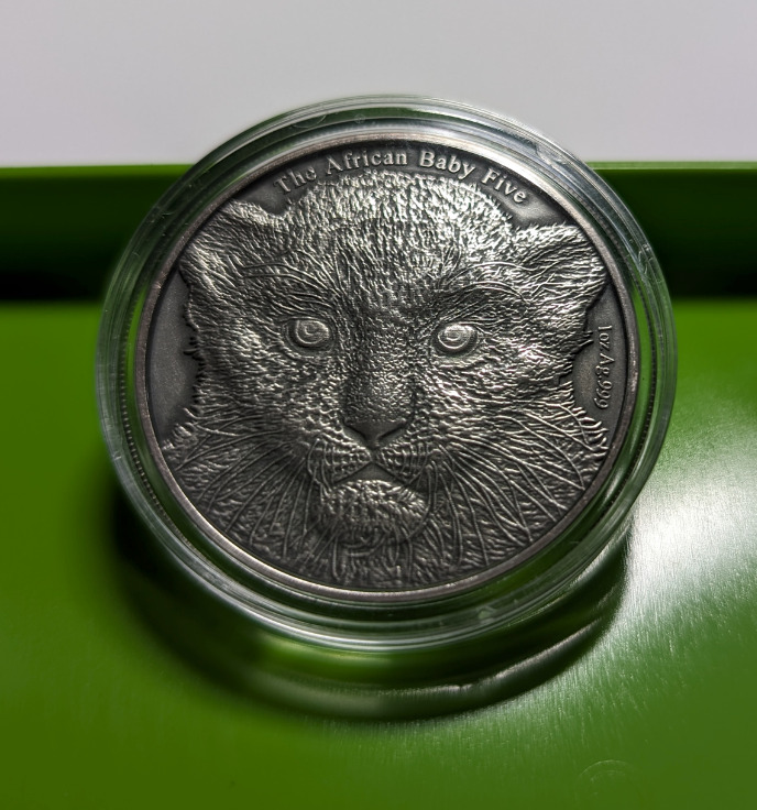 Read more about the article 🇧🇮 Burundi 1 Oz Silver Coin 2014 Baby Leopard African Big Five 5000 Fr Rare