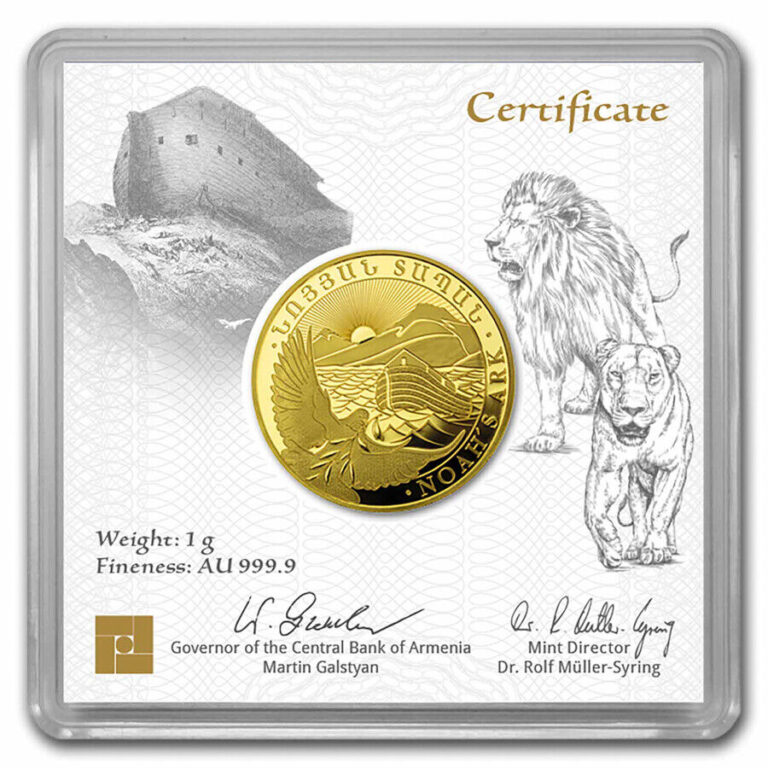 Read more about the article 2024 Armenia 1 gram Gold 100 Dram Noah’s Ark BU