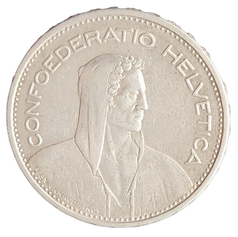 Read more about the article •1932•SWITZERLAND•5 FRANCS•SILVER•