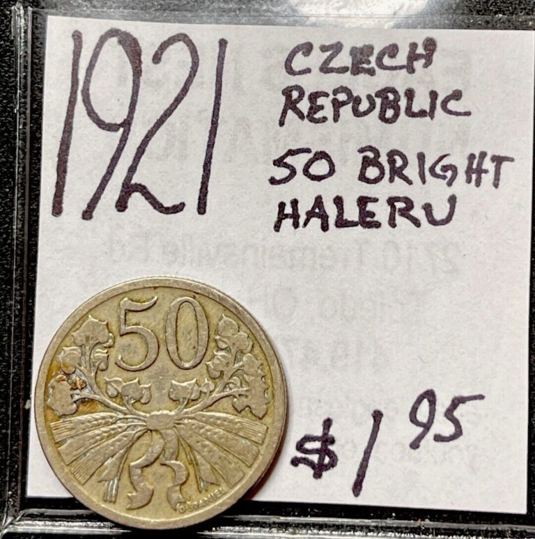 Read more about the article 1921 CZECHOSLOVAKIA 50 HELLER WORLD COIN. ENN COINS