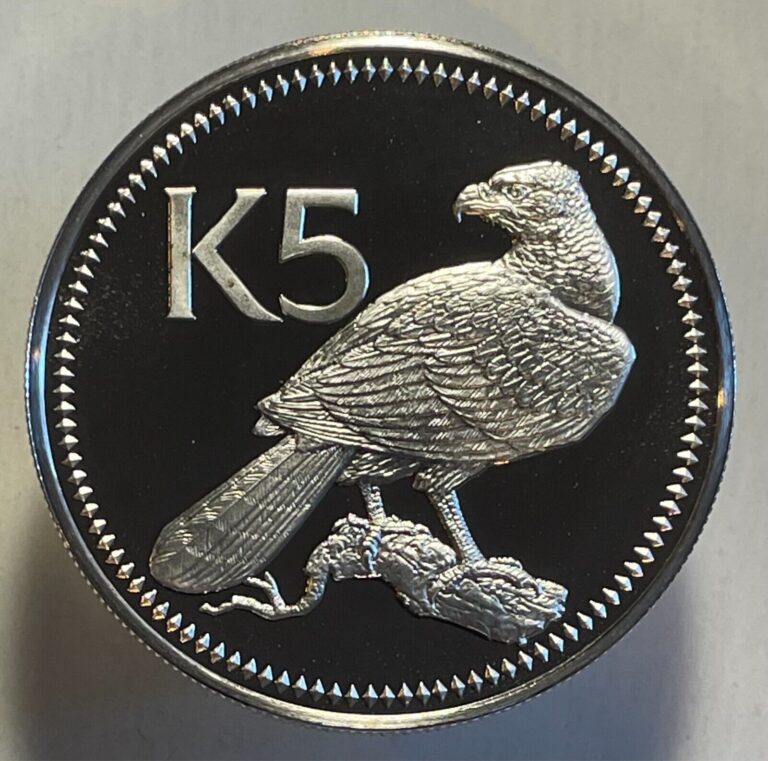 Read more about the article Papua New Guinea 5 Kina 1978 – Papuan Eagle – Silver Proof – 5 540 minted