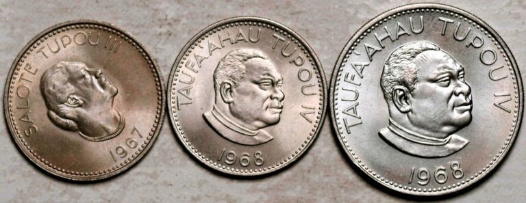 Read more about the article TONGA LOT OF 3 COINS 10-20 SENITI 1967-1968 (ALL BRILLIANT UNC!)