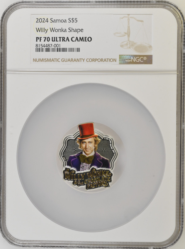 Read more about the article 2024 Samoa 1 oz Willy Wonka Shaped Silver Coin NGC PF70 UC