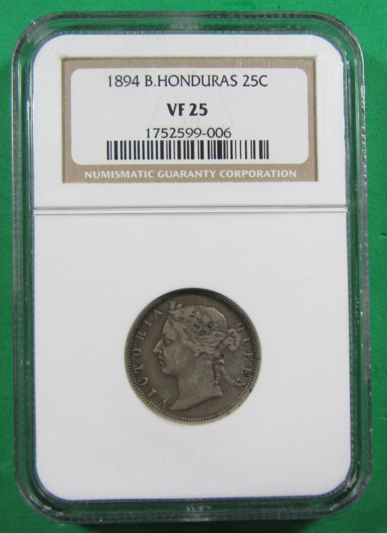 Read more about the article 1894 B. Honduras 25c NGC VF25. Choice original. (923126)