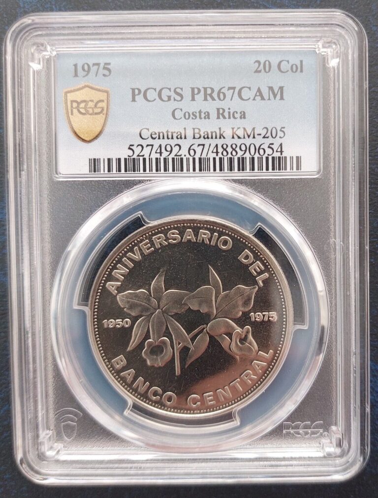 Read more about the article COSTA RICA PROOF 20 COLONES COIN 1975 YEAR KM#205 CENTRAL BANK PCGS PR67 TOP 🥇