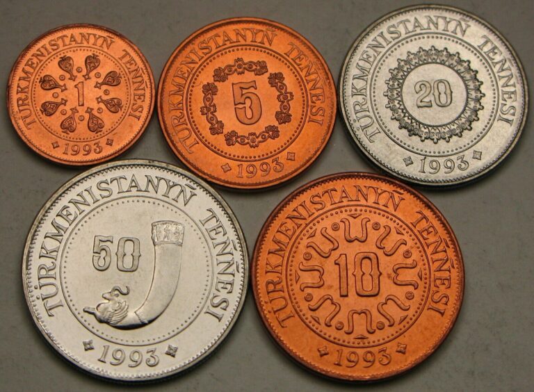 Read more about the article TURKMENISTAN 1 Tenne / 50 Tenne 1993 – Lot of 5 Coins – UNC *