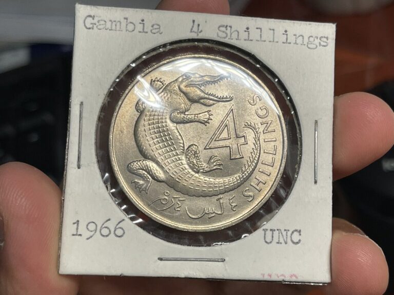 Read more about the article 1966 Gambia Alligator 4 Shillings Coin Excellent Condition High Value