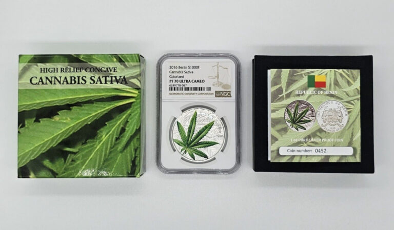 Read more about the article 2016 Benin S 1000F – Cannabis Sativa Colorized – NGC PF70 Ultra Cameo