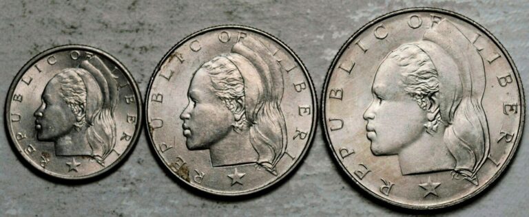 Read more about the article LIBERIA LOT OF 3 COINS: 25 + 50 CENTS + $1 DOLLAR 1966 (ALL UNC-BU!)
