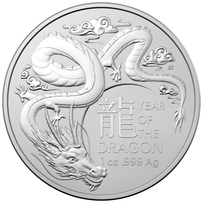 Read more about the article 2024 Australia Year of the Dragon BU 1 oz Silver Coin by Royal Australian Mint