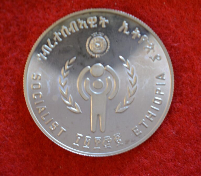 Read more about the article Socialist Ethiopia 20 Birr 1980- Unc silver- Int’l YOC- #3142