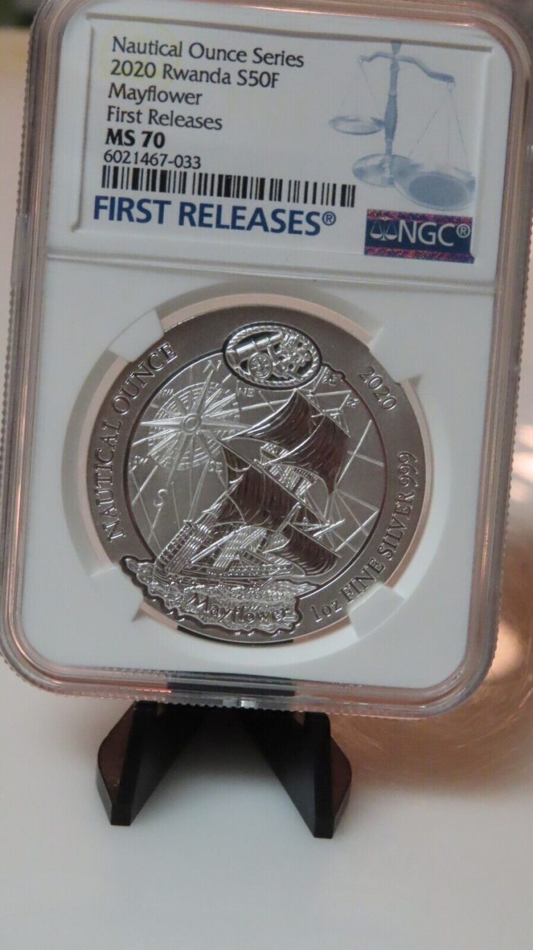 Read more about the article NGC 2020 Rwanda S50F Mayflower 1oz Silver $1 First Release MS 70