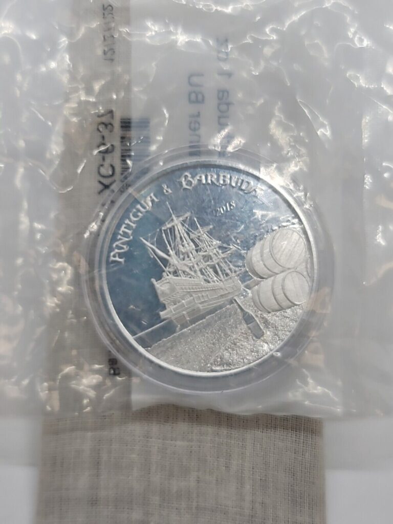 Read more about the article 2018 Antigua and Barbuda 1 oz .999 Silver $2 Rum Runner Pirate ship Treasure