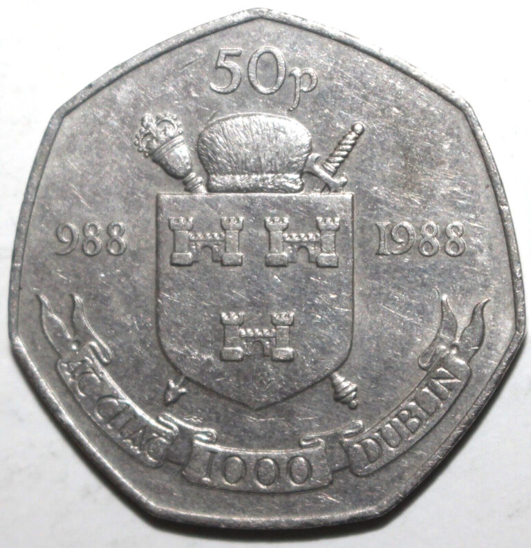 Read more about the article Irish 50 Pence Coin 1988 KM# 26 Ireland Dublin Millennium Fifty