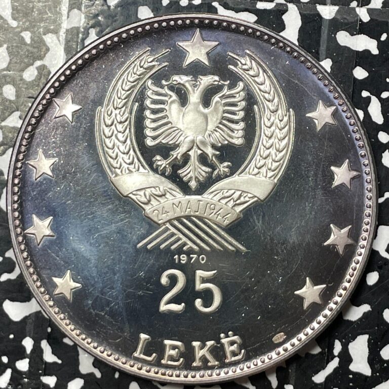 Read more about the article 1970 Albania 25 Leke Lot#OV607 Large Silver! Proof! 500 Minted!