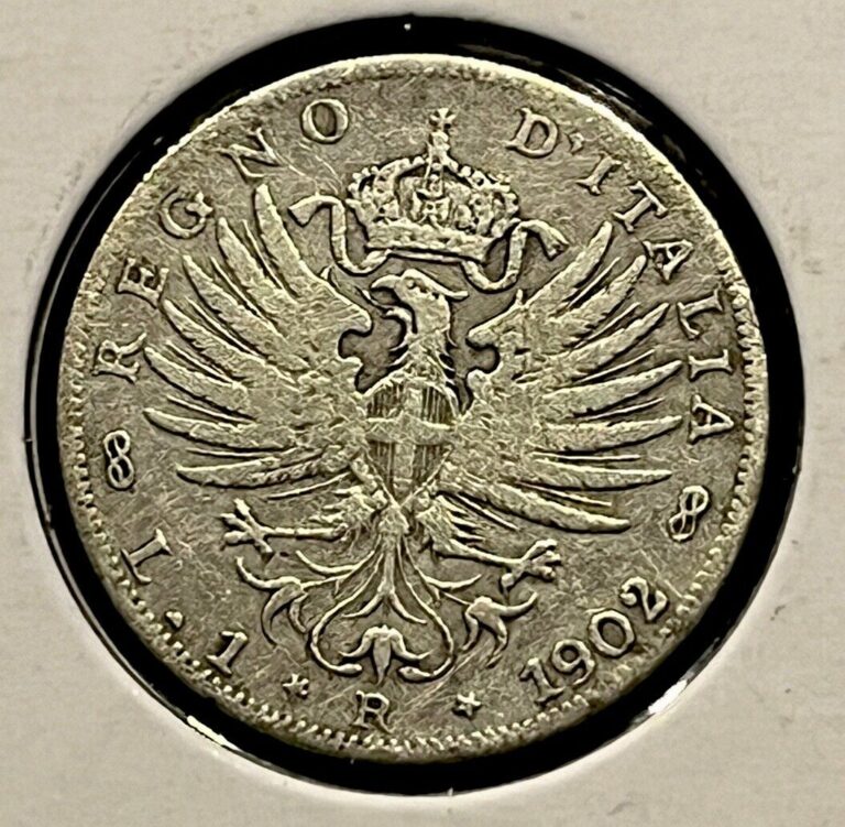 Read more about the article 2 Silver World Coins  Italy 1902 1 Lire  1929 5 Lire  AU  VF  Vintage Rare Coins