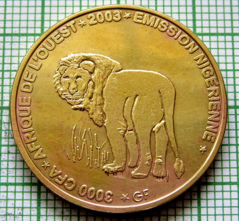 Read more about the article NIGER 2003 2 AFRICA or 3000 CFA COIN  LION and ELEPHANT HEAD  IDAO COINAGE Brass