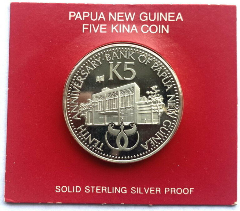 Read more about the article Papua New Guinea 1983 10 Years of Bank 5 Kina Silver Coin Proof