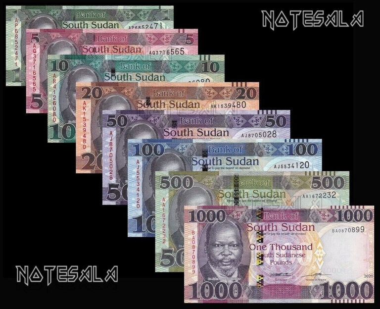 Read more about the article SOUTH SUDAN FULL SET 8 PCS 1-5-10-20-50-100-500-1000 POUNDS 2011-2020 NEW-UNC