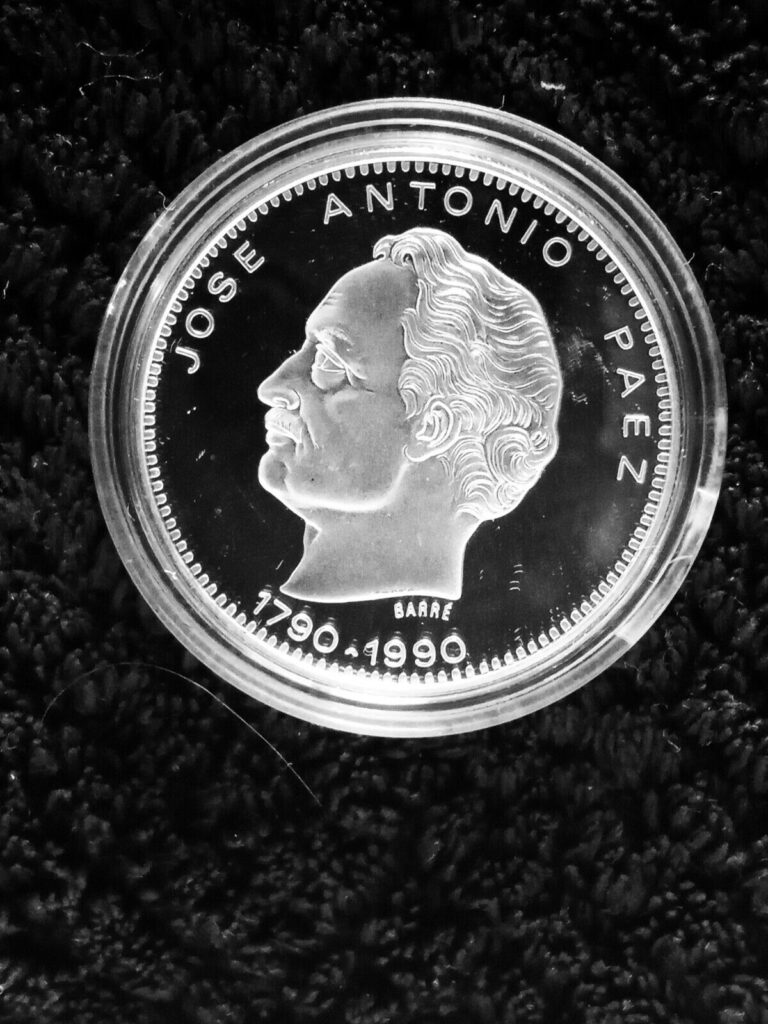 Read more about the article Venezuela 1oz Silver Coin 500 Bs  Jose Antonio Paez  1990.  Ley 900