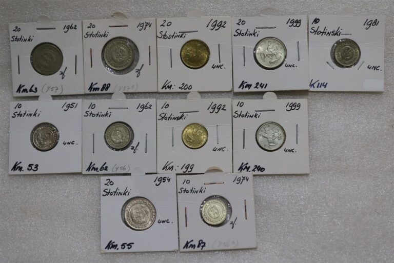 Read more about the article BULGARIA – 10 + 20 STOTINKI MINORS 11 COINS B49 #N201