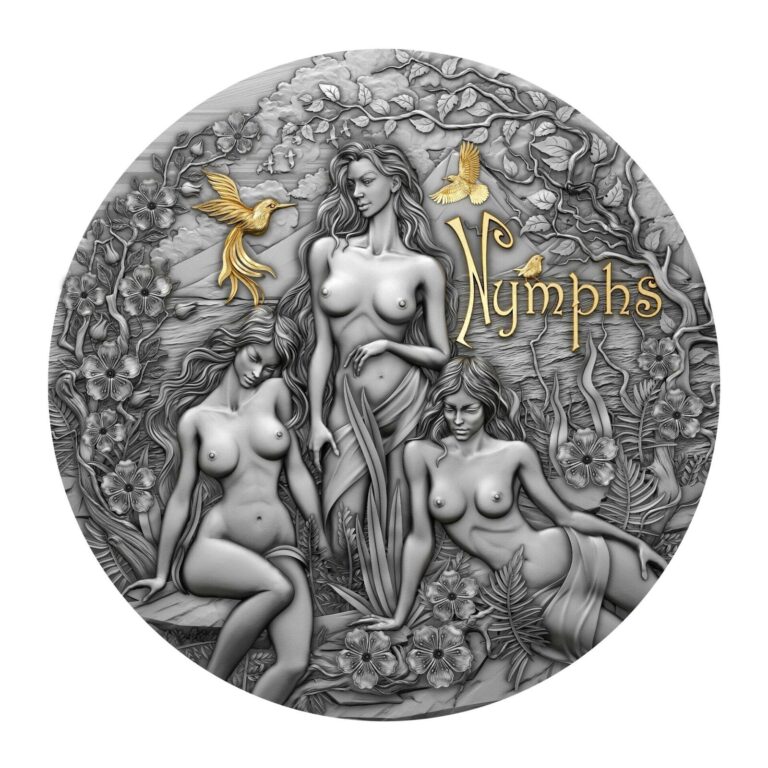 Read more about the article 2024 Cameroon Nymphs Fine Beauties Antique Satin finish 2 oz Silver coin