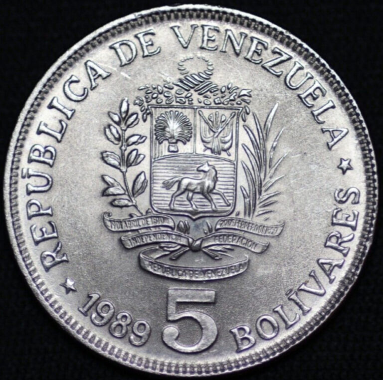 Read more about the article VENEZUELA ~ 1989 ~ 5 Bolivares ~ UNC ~ Quality World Coin ☘️V – #728 ☘️