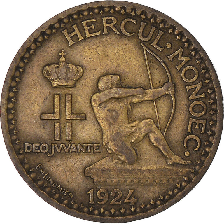 Read more about the article [#223999] Coin  Monaco  Louis II  Franc  1924  Poissy  VF  Aluminum-Bronze  KM:1
