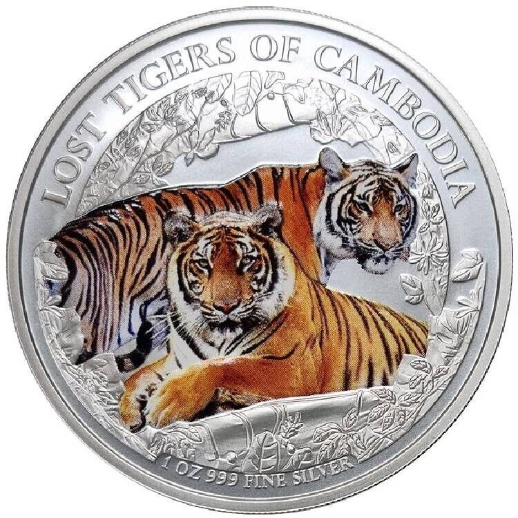 Read more about the article Lost Tigers of Cambodia 2024 1 oz Silver Bullion Colored Coin  Cambodia