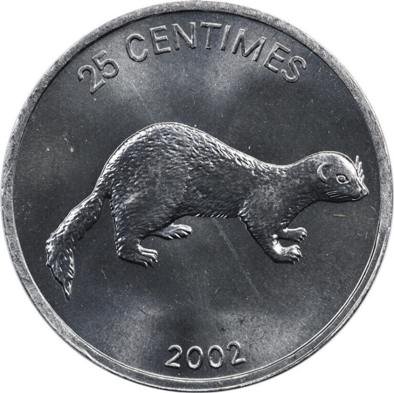Read more about the article Congo  – 25 Centimes – 2002 – Unc – Weasel