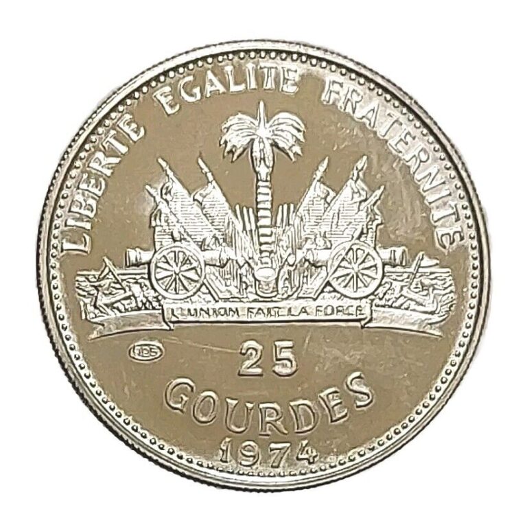 Read more about the article 1974 Haiti 25 Gourdes Silver Proof Coin Km 112.1 Independence Caribbean
