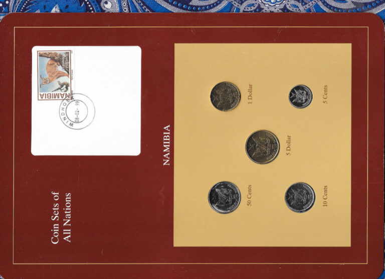 Read more about the article Coin Sets of All Nations Namibia w/card UNC $5 5 50 Cents 1993 $1  10 Cents 1996