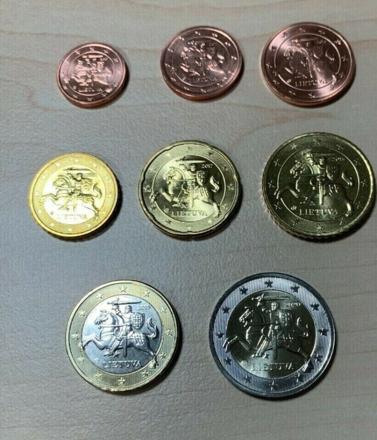 Read more about the article LITHUANIA UNC EURO 8 Coin Set. 1 cent to 2 EUR. New from rolls.  Random dates.