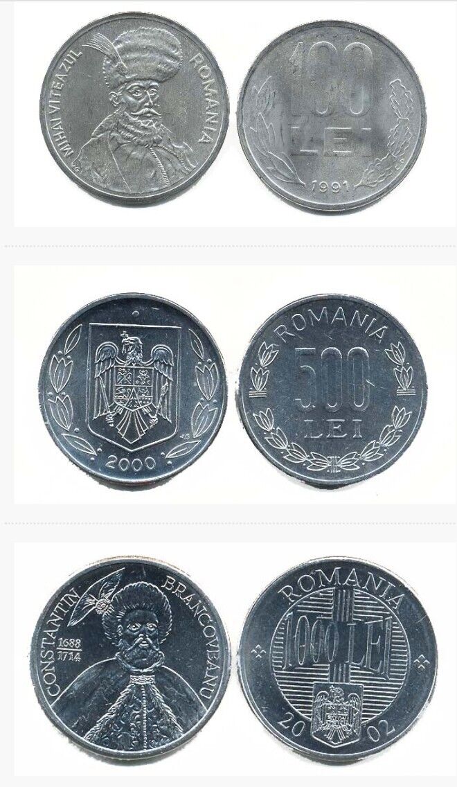 Read more about the article Romania 150 UNC Coin Lot. 25 Each- 5  10  100 500  1 000 Lei. World Currency.
