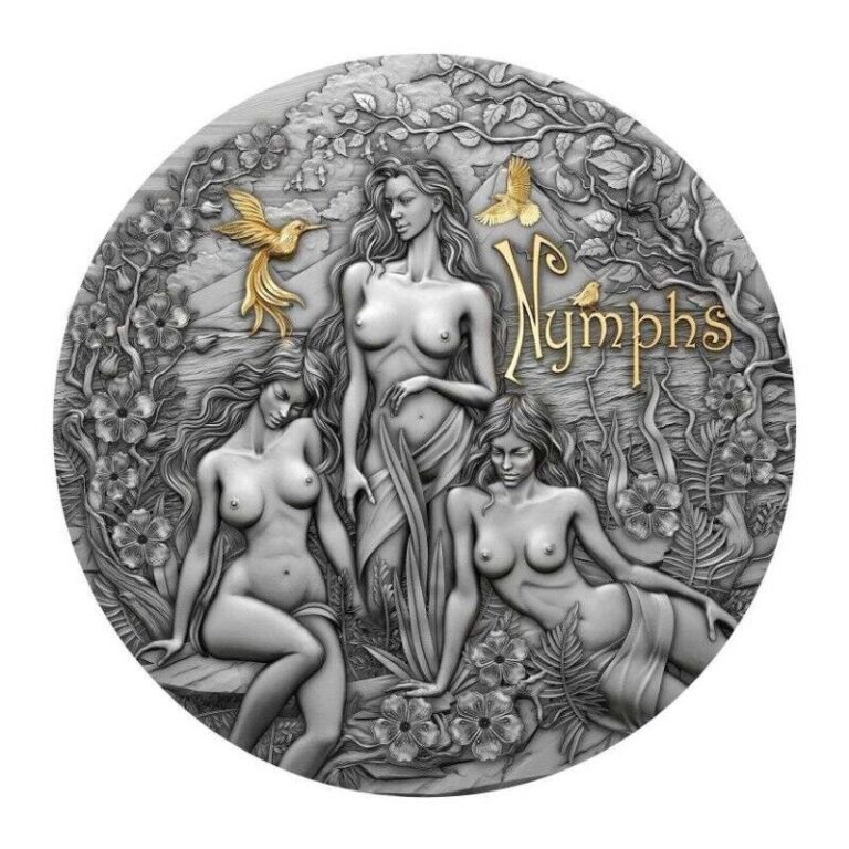 Read more about the article 2024 Cameroon Nymphs 2 oz Silver Antiqued High Relief Gilded Coin 500 Minted