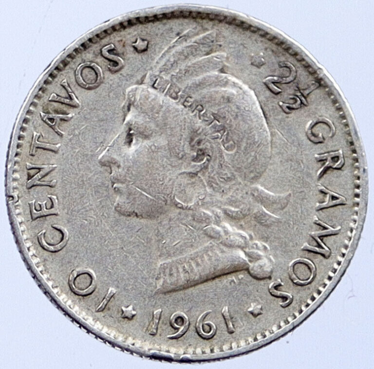 Read more about the article 1961 DOMINICAN REPUBLIC Woman of Liberty ANTIQUE Silver 10 Centavos Coin i118986