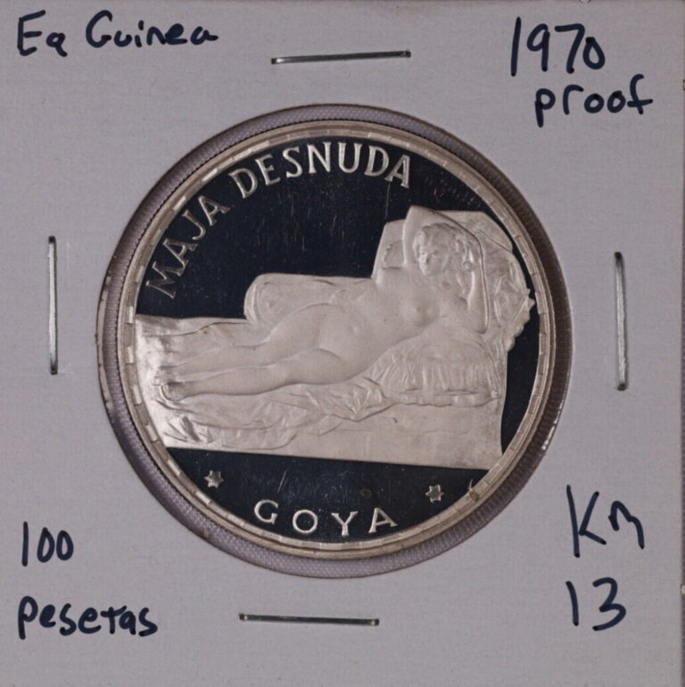 Read more about the article 1970 Equatorial Guinea 100 Pesetas Silver Proof Coin – Goya’s La Maja Desnuda