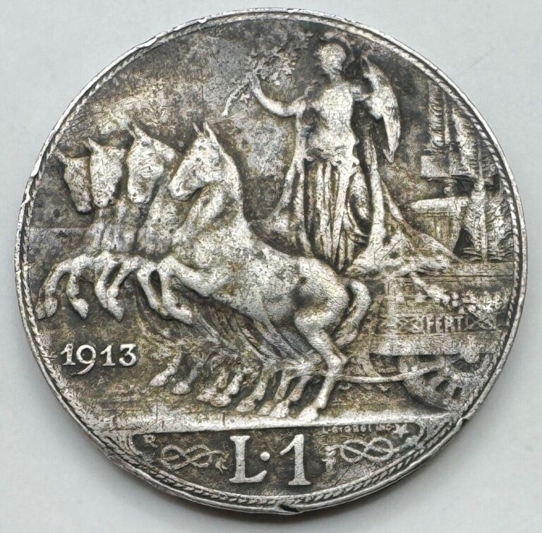 Read more about the article 1913 R Silver .835 Italy 1 Lira – Silver Italian Coin – Toning –  Free Shipping