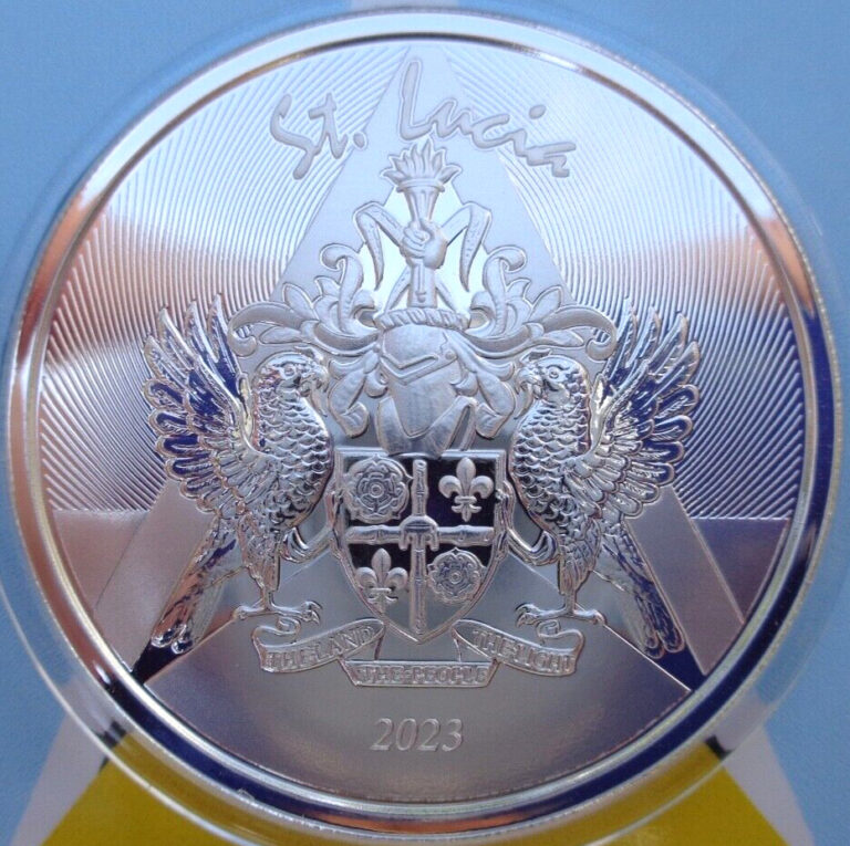 Read more about the article 2023 St. Lucia COAT OF ARMS $2 silver BU coin .999 fine silver