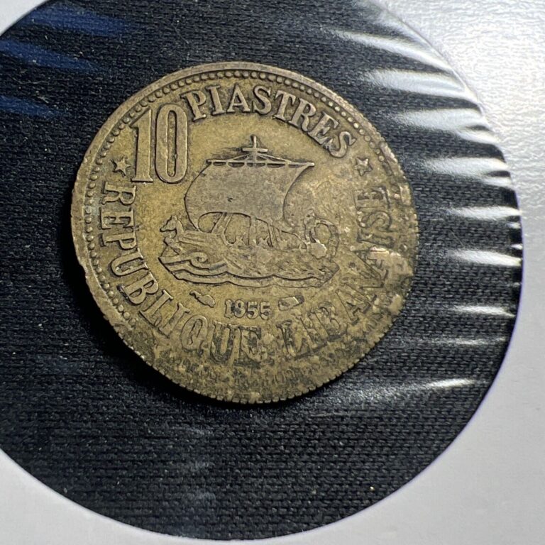 Read more about the article 1955 LEBANON 10 PIASTRES Nice Boat Coin Z3763