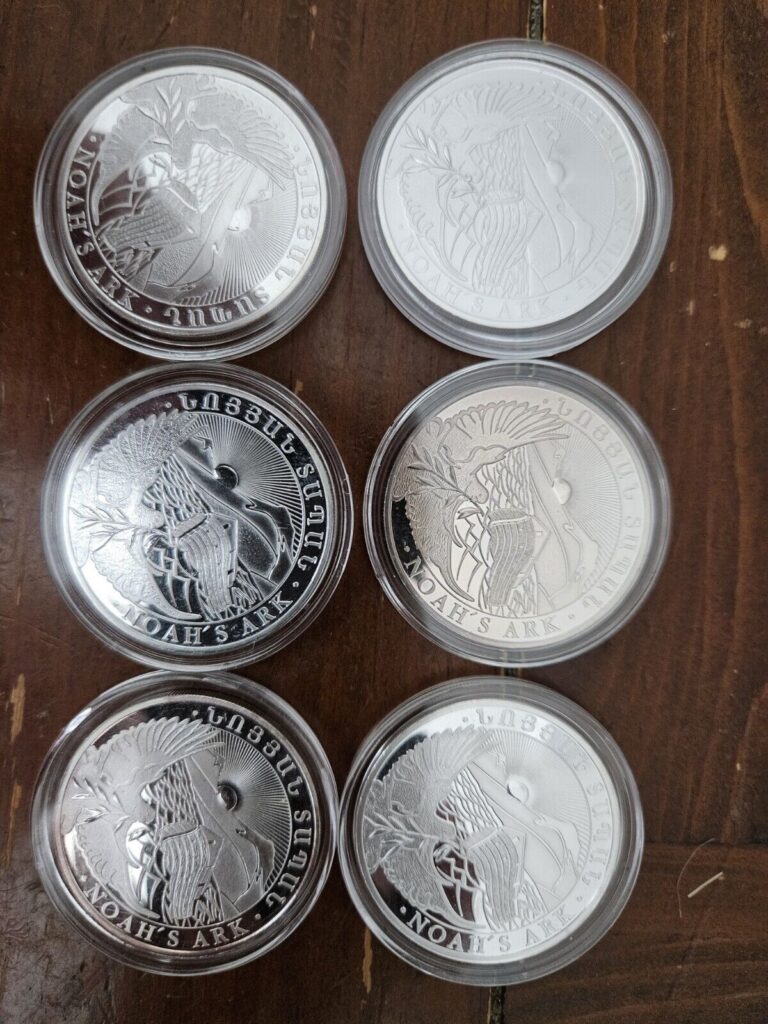 Read more about the article Lot of 6 Armenia 1 oz Noah’s Ark Silver Coin 500 Dram .999 Fine Ag.